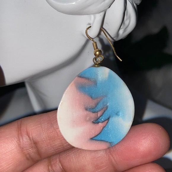 Ceramic Pastel Color Gold Tone Earrings - Picture 10 of 17